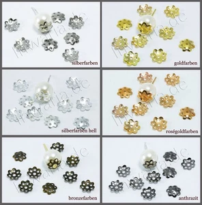 Perlenkappen Ø 6/7,5/8,5mm 100 Stk. Kappen Perlenkappe Perlkappen Endkappen, S65 - Bild 1 von 8