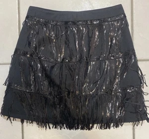 Minifalda negra de lentejuelas a rayas principales para mujer talla S - Imagen 1 de 7