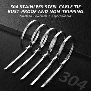 100pcs Stainless Steel Cable Ties Convenient to Use Strong and Durable Lock Tie - Picture 1 of 12