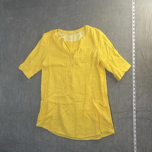 Soft Surroundings Top Women’s Yellow Cotton Gauze Lagenlook Tunic Size Medium - Picture 1 of 8