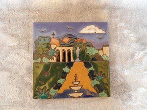 Elany Fliese, Mission San Juan Capistrano, handbemalt, Keramik, 6 x 6 - Bild 1 von 3