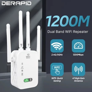1200Mbps Dual Band WiFi Signal Amplifier Extender Range Repeater Booster UK Plug - Picture 1 of 6