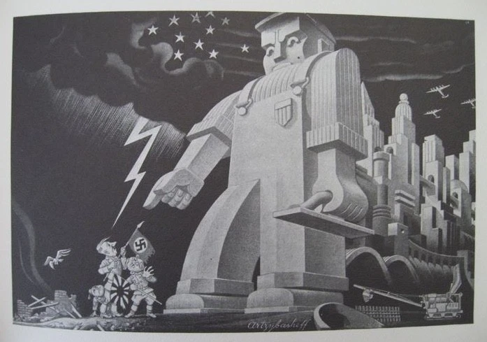 Cartel de producción de guerra Boris Artzybasheff 1943 impresión gigante industrial de la Segunda Guerra Mundial Foto 1 de 2