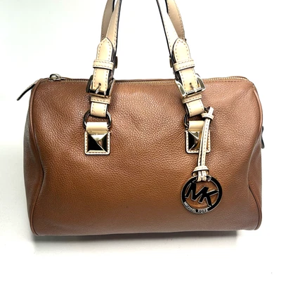 Bolso Cartera MICHAEL KORS Grayson Med Lujo Diseñador Marrón Cuero Guijarro Suave Foto 1 de 4