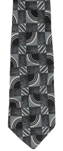Enrico Guccini 100% Silk Black, Gray Geometric Pattern 3 3/4" Wide Tie Handmade - Picture 1 of 4