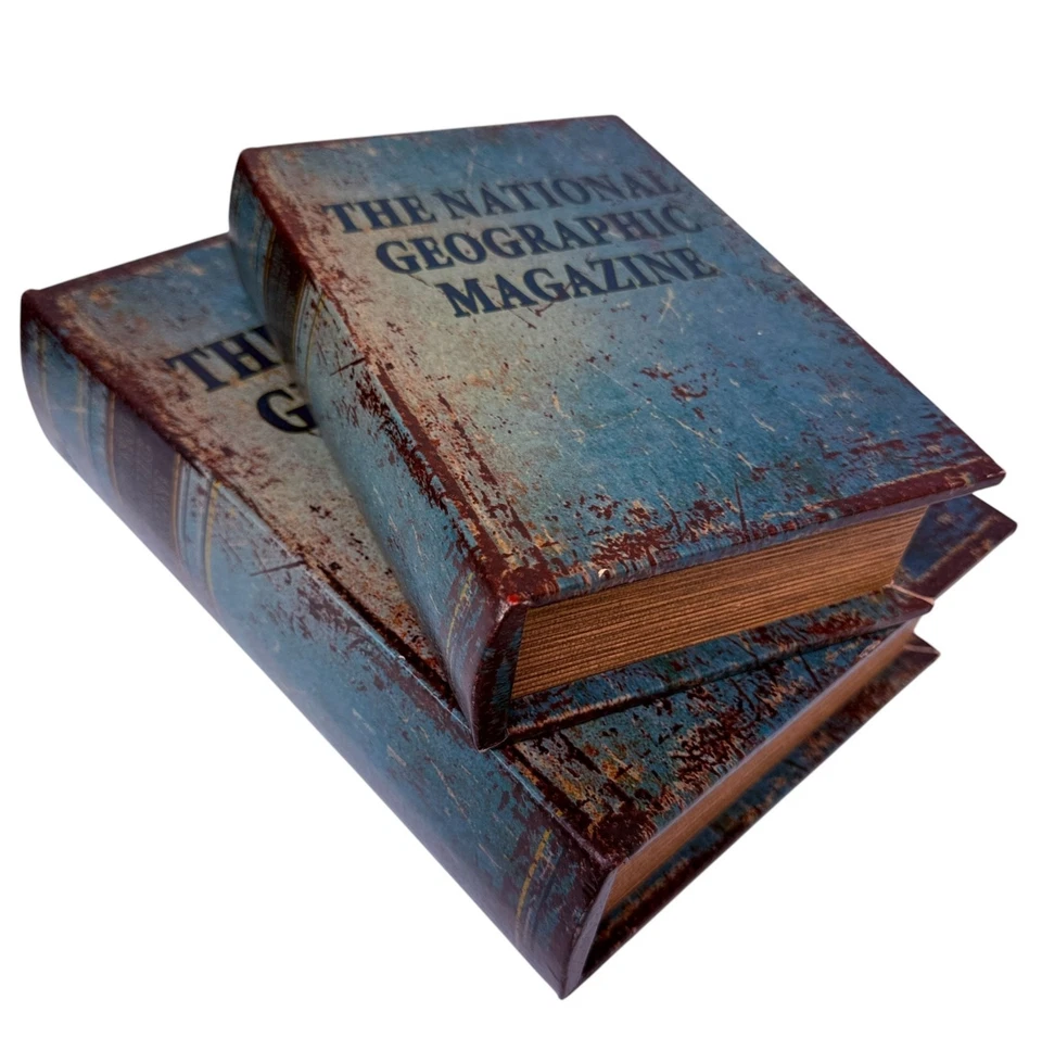 Juego de cajas de libros decorativas National Geographic estantería mesa de centro decoración Foto 1 de 4