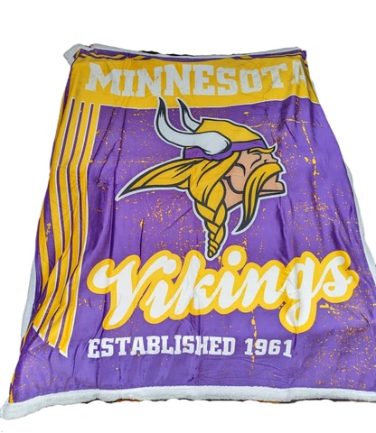NFL Mink Sherpa Throw- Minnesota Vikings (50"x 60") Cover