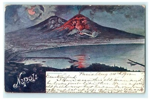 Neapel Napoli Italien vulkanisch anthropomorphe Pfeife Berg UDB Postkarte - Bild 1 von 2