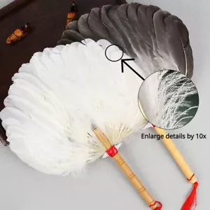 Handmade Peacock Feather Fan Kids Feather Handle Fan Handheld Fan Party Cosplay - Picture 1 of 13