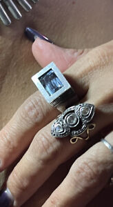 Modernist Signed Sterling Silver Denmark Emerald Topaz Ring Sz 7 Jensen Sorensen