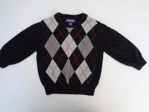 CHEROKEE Sweater Baby Boys Size 12 M Knitted Jacket Plaid Black - Picture 1 of 3