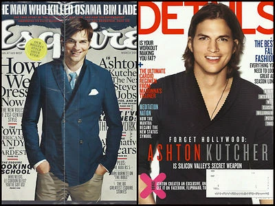 Ashton Kutcher Magazine Lot Details 2011 Esquire 2013 Thom Yorke Peter Thiel - Image 1 of 3