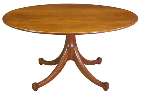 20th C. Handmade Colonial Williamsburg Oval Cherry Pedestal Dining Center Table Cover