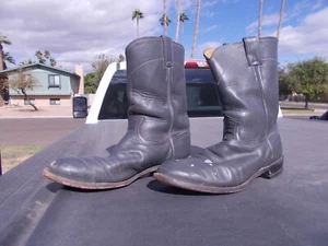 Vintage Used Justin Roper Western Cowboy Boots Mens Sz 10.5 B Made in USA Gray - Picture 1 of 11