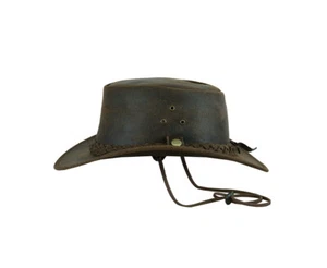 Crazy Horse Cowboy Hat Western Australian Suede Leather Outback Bush Hat3 - Picture 1 of 9