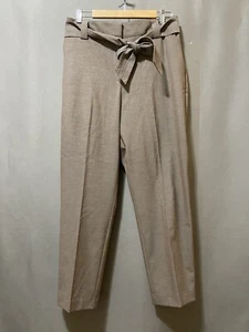 NWT Rachel Zoe Women High-Rise Slim Leg Belt Tie Ankle Pants Size 12 Light Brown - Picture 1 of 13