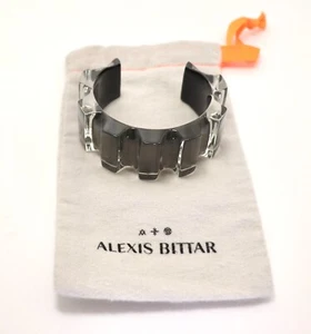 ALEXIS BITTAR 1" WIDE BROWN LUCITE CORRUGATED CUFF BRACELET - Picture 1 of 13
