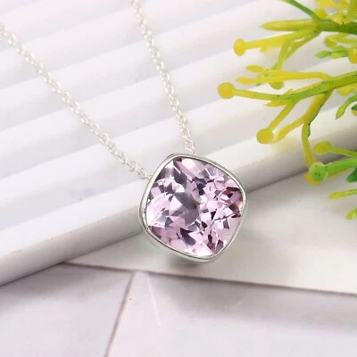 AAA+ Naturale Padparadscha Zaffiro 925 Pendente Argento Fidanzamento Natale - Immagine 1 di 4