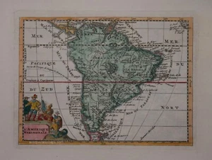 A GENUINE ANTIQUE MAP - SOUTH AMERICA BY DANIEL DE LA FEUILLE, C. 1708. - Picture 1 of 1