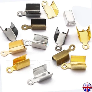 100x Tiny Cord End Crimp Caps 6x3mm Leather Ribbon Clip Tip Jewelry Making 713 - Picture 1 of 10