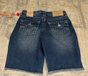 Neu True Religion Shorts blau Damen schmal einfach abgeschnitten Pattentaschen Größe 8 - Bild 1 von 5
