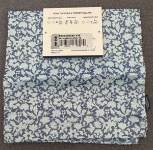 Ryan Seacrest Men's 100% Silk Pocket Square, Palisades Floral Blue NWT $35 - Picture 1 of 3