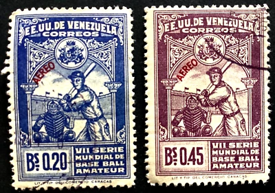 Campeonato Mundial de Béisbol Amateur Venezuela 1944 Juegos C191, C193 Usado Foto 1 de 2
