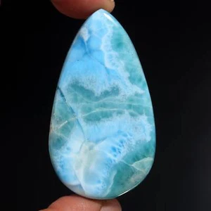 Beautiful Larimar Cabochon Natural Loose Gemstone Big Size 52x29x8mm 118Cts - Picture 1 of 3