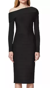New Herve Leger Off the Shoulder Bandage Dress Women S Bodycon Long Sleeve Black - Picture 1 of 17