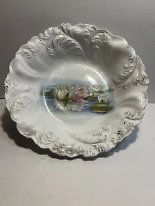 R S Prussia Water Lily Mold Bowl 10” No Crack Chip Crazing beautiful bowl - Picture 1 of 8