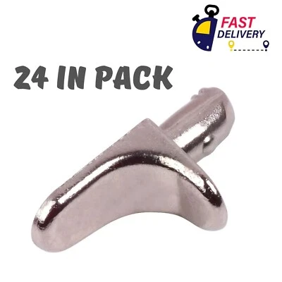 24 x STEEL SHELF SUPPORTS METAL 5mm PLUG IN STUD PEGS PINS FOR IKEA CABINETS - Image 1 of 4