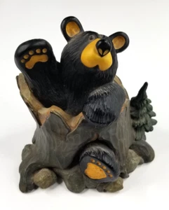 Big Sky Carvers Jeff Fleming Bearfoots Andy BlackBear Figurine Waving from Stump - Picture 1 of 4
