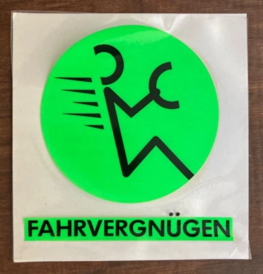 Volkswagen Fahrvergnugen Vinyl Decal Advertising Day-Glo Green NOS - Image 1 of 3