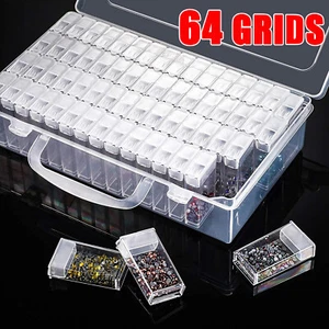 64 Grids Storage Box Plastic Jewelry Organizer Case Container Bead Craft DIY - Picture 1 of 8
