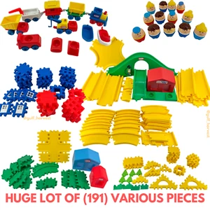 HUGE LOT VTG 1980's Little Tikes Railway, Waffle Building, Train, Cars, Figures - Picture 1 of 9