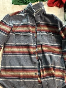 LL Bean Flannel Shirt Serape Chamois Southwest Stripe Blanket Men’s Large - Picture 1 of 5