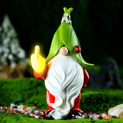 Jardín Exterior Gnomo Estatuas Decoración con Luces Solares Divertido Resina Gnomo Jardín Fi Foto 1 de 4