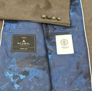 Scabal Super 150s grau Windowpaine mit Weltkartenfutter Bespoke Jacke Blazer 40 R - Bild 1 von 9