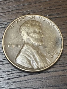 1942-D Lincoln Cent/Wheat Penny, 1C, BN, Error Coin, Cud On Reverse Edge - Picture 1 of 3