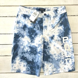 Boys Polo Ralph Lauren Swimwear Swim Trunks Board Shorts Large Blue Tie Dye - Picture 1 of 4