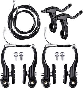 Complete V-Type Bike Brake Set, Front and Rear Bike MTB Brake Inner and Outer Ca - Foto 1 di 12