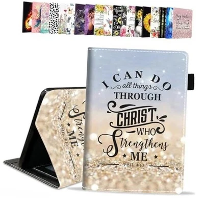 Case for Amazon Kindle Fire HD 10 & Rainbow Glitter Quote Bible Verse Phil 4:13 Foto 1 de 4