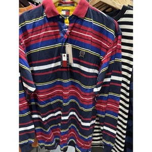 Vintage 90s Tommy Hilfiger Boyswear NWT Striped Long Sleeve Polo Size XL - Picture 1 of 6