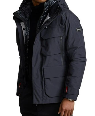 Ralph Lauren RLX Patterson 3 in 1 Down Hooded Utility Tactical Black Navy Jacket - Image 1 of 2