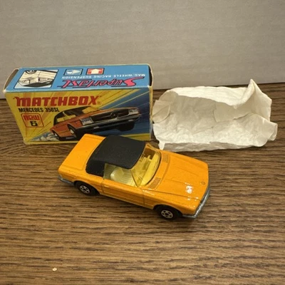 Matchbox Lesney Superfast MB6 Orange/Black Top Mercedes 350SL w/Box Near Mint - Image 1 of 4