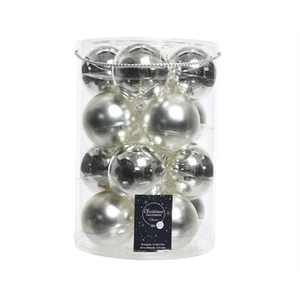 Christbaumkugeln Silber Ø 8 cm - Set 16 Stück Glas glänzend & matt – elegante We - Bild 1 von 1