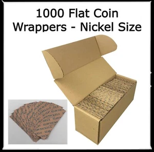 1000 Quality Heavy Duty Kraft Flat Coin Wrappers For NICKEL Size Storage 1 Box - Picture 1 of 6