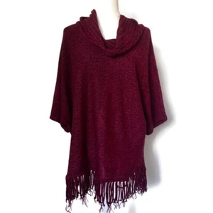 Relativity Women’s Fringe Dolman Sleeve Cowl Neck Pullover Tunic Sz XL - Picture 1 of 9