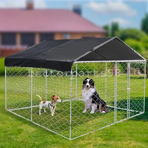 10x10ft / 6.56x6.56ft Outdoor Pet Dog Kennel Metal Chicken Cage Dog Run House - Picture 1 of 29