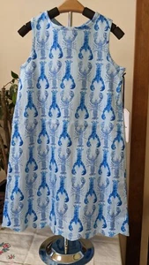 Summer Dress Girls Sz 7 Sleeveless, Beach, Lobster Fabric Classic Prep - Picture 1 of 9
